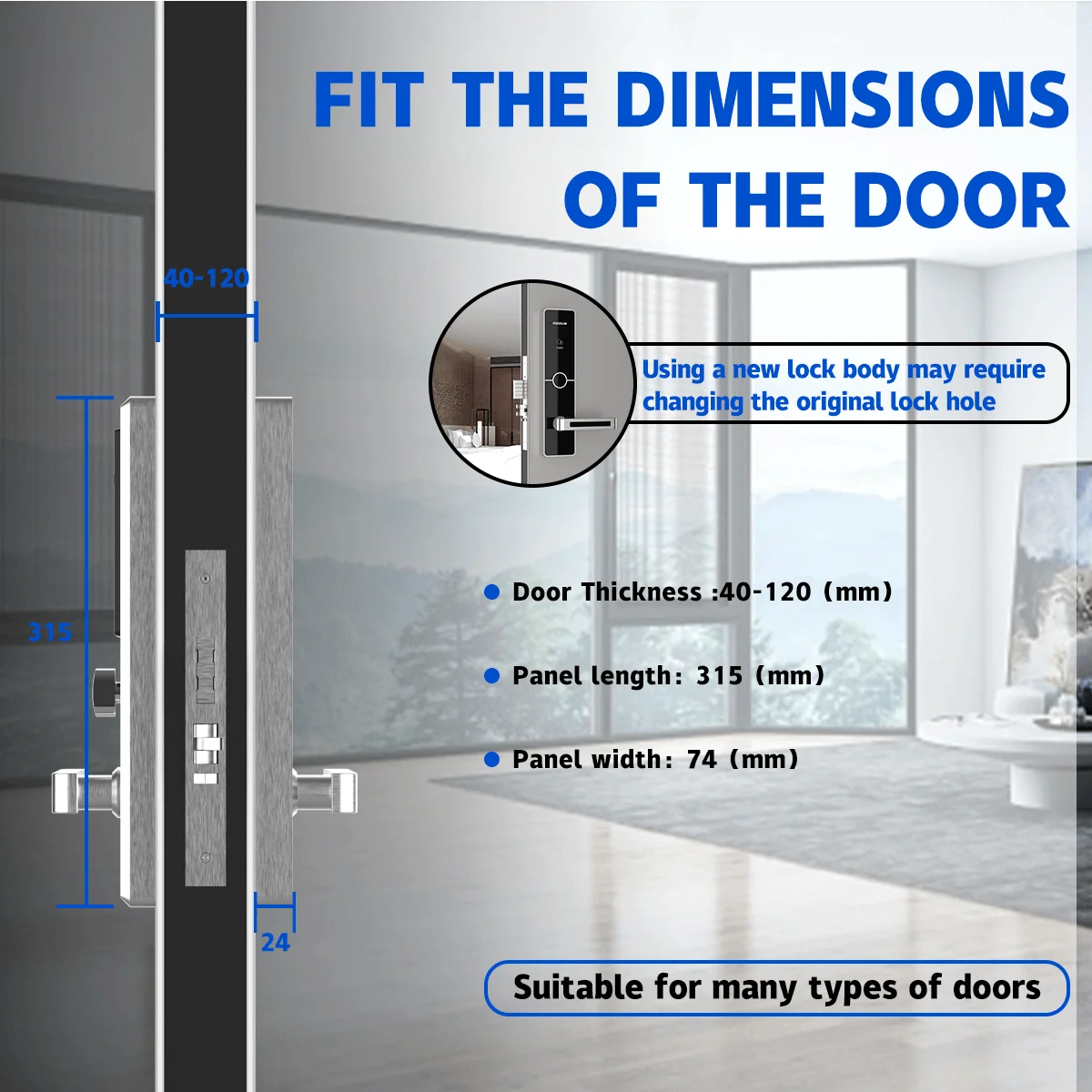 Goodum Wholesale Commercial RFID Door Lock for Wood Doors Hotel Key Card System with Custom Card Reader and Door Lock