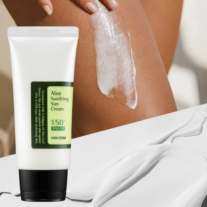 50ml Aloe Soothing Anti-Ageing Korea Cosmetics Spf50 Pa Lightweight Moisturizing Safe Sun Block Cream All Skin Types