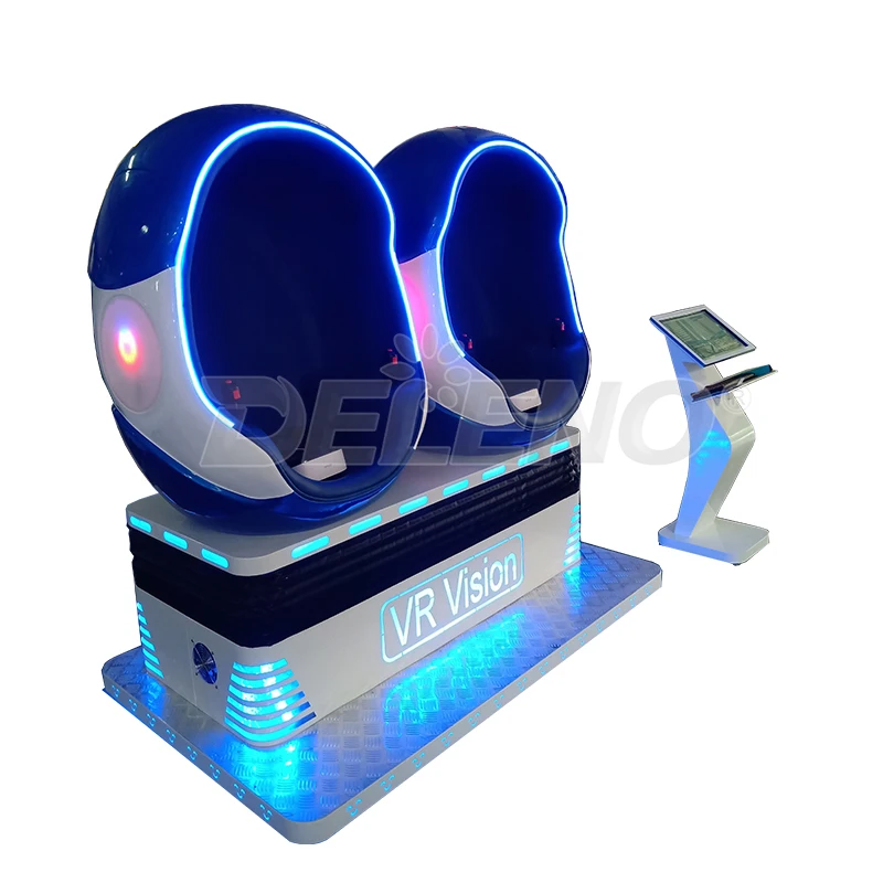 High Quality 9D VR Gaming Equipment 2 Seats Egg Chair Roller Coaster Shooting Racing Simulator for Indoor and Outdoor Use