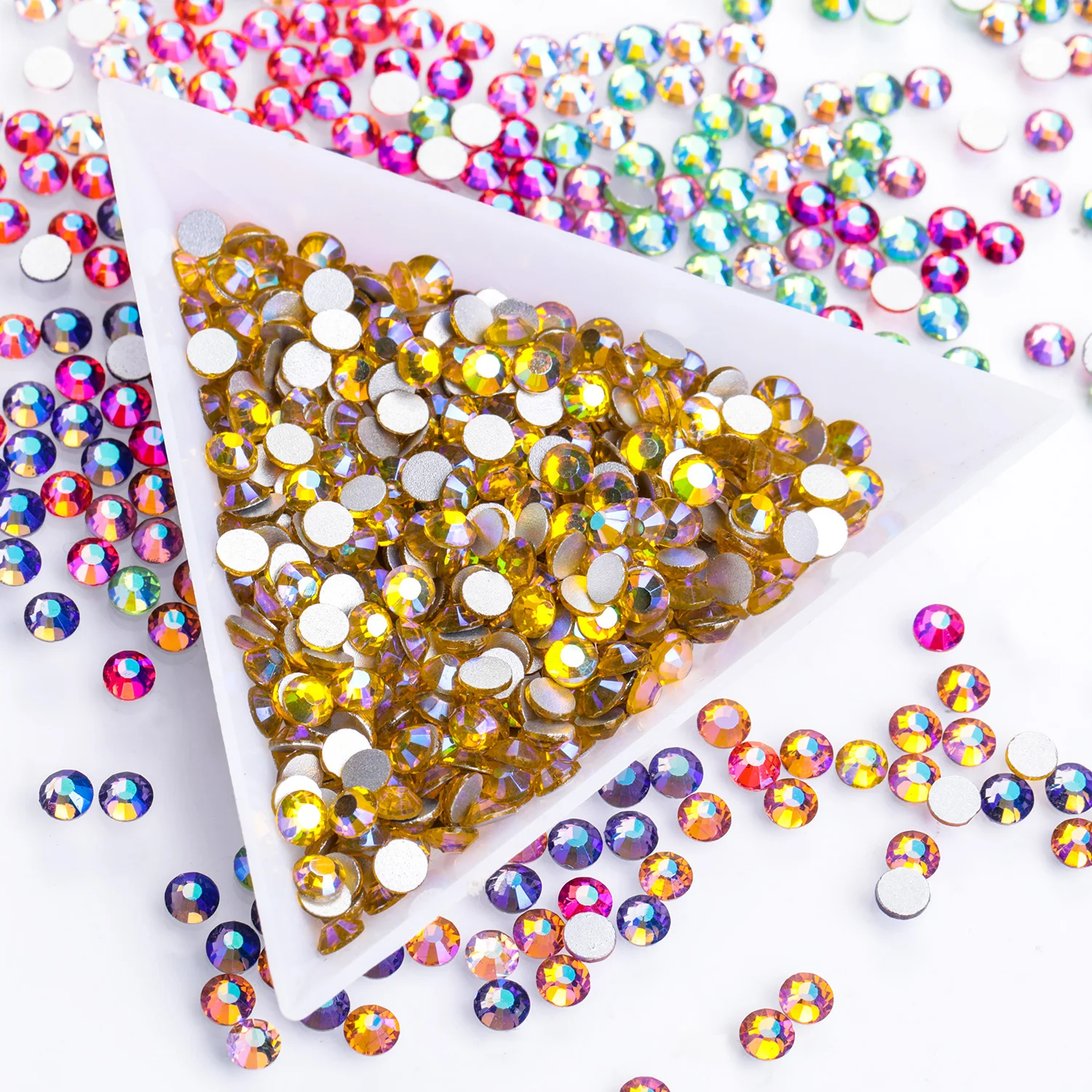 Xichuan AB series 13 colors SS16 SS20 flat back glitter round loose stones press on nail drill art supplies crystal rhinestones