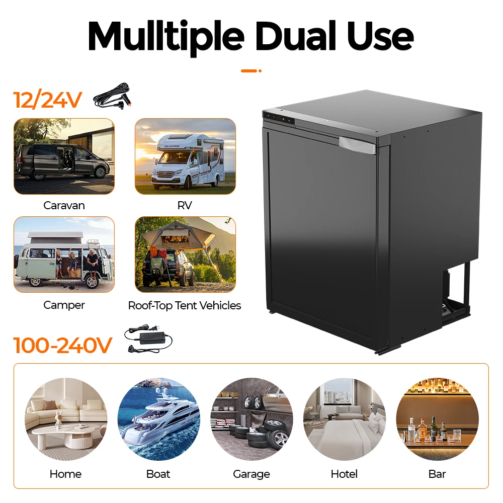 Alpicool CR65 Mini RV Fridge Freezer 65L Capacity with 12V 24V 220V Outdoor Camping Caravan