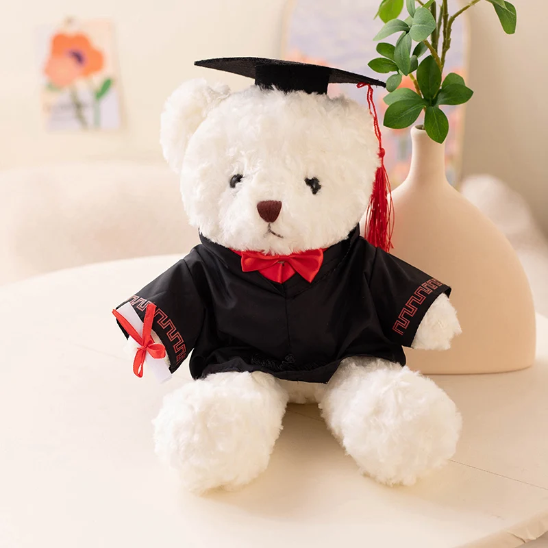 Factory low MOQ Custom size Label style Cute stuffed toy bear Custom logo Cute little teddy bear skin Graduate Doctor Bear