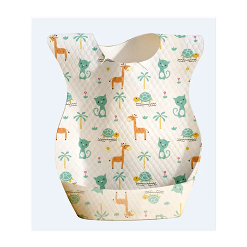 Cute baby Pocket Cartoon Print waterproof pocket bib Disposable 3D baby bib
