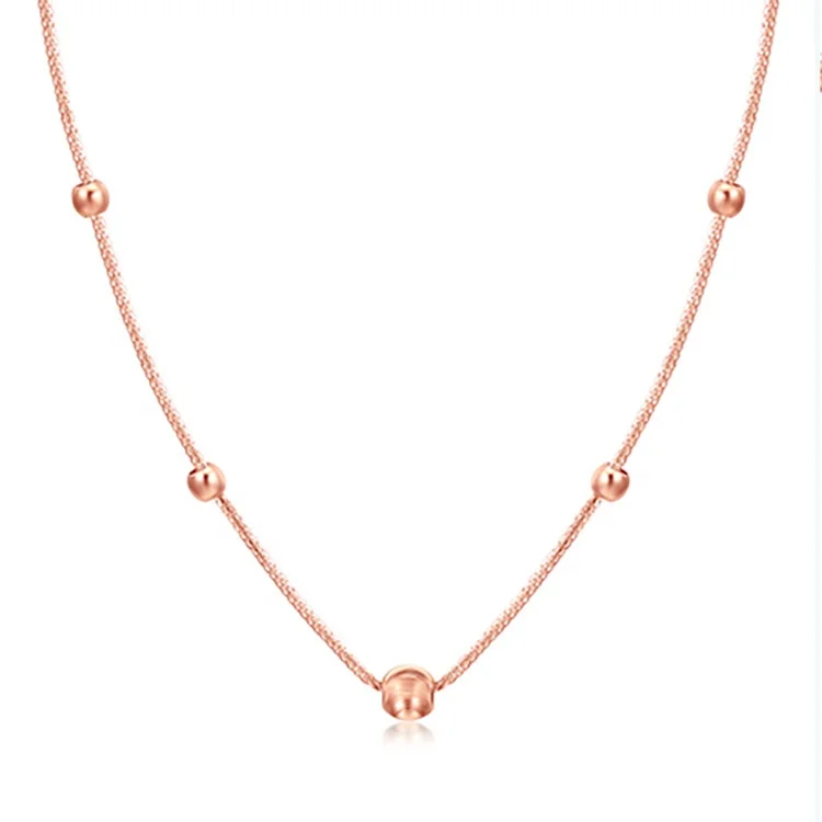 Xinfly Custom design Pure 18K Real solid Gold 3D Hard Chopin Gold ball bead chain Women Jewelry Necklace