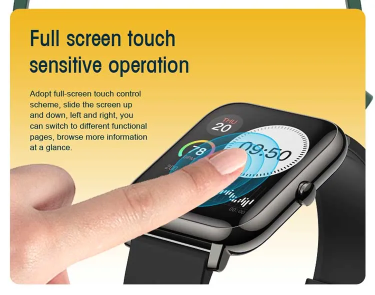 Big Touch Screen 2020 New Arrival   NRF52832  Waterproof Fitness Watch Bracelet Custom Dial Smart Watch