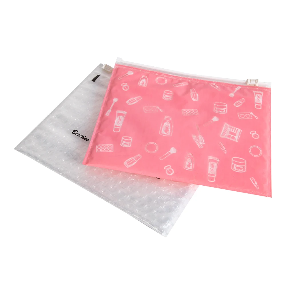 Recycle Waterproof Zipper Bubble Bag Reusable Pvc Zipper Bubble Bag For Cosmetic