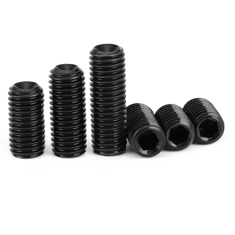 M2 M3 M4 M5 M6 M8 M10 M12 M14 M16 DIN916 12.9 Grade Fine Thread Black Oxide Hex Socket Grub Screws Set Screws with Cup Point
