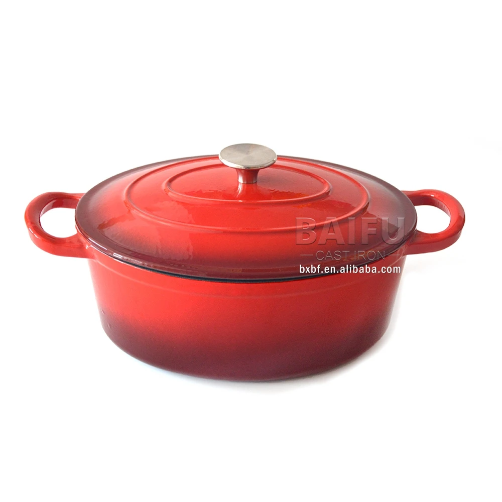 28 cm Enameled Dutch Oven Cast Iron Signature Oval Casserole Dish Pot Pan Oval Covered Casserole Cast Iron Dutch Oven