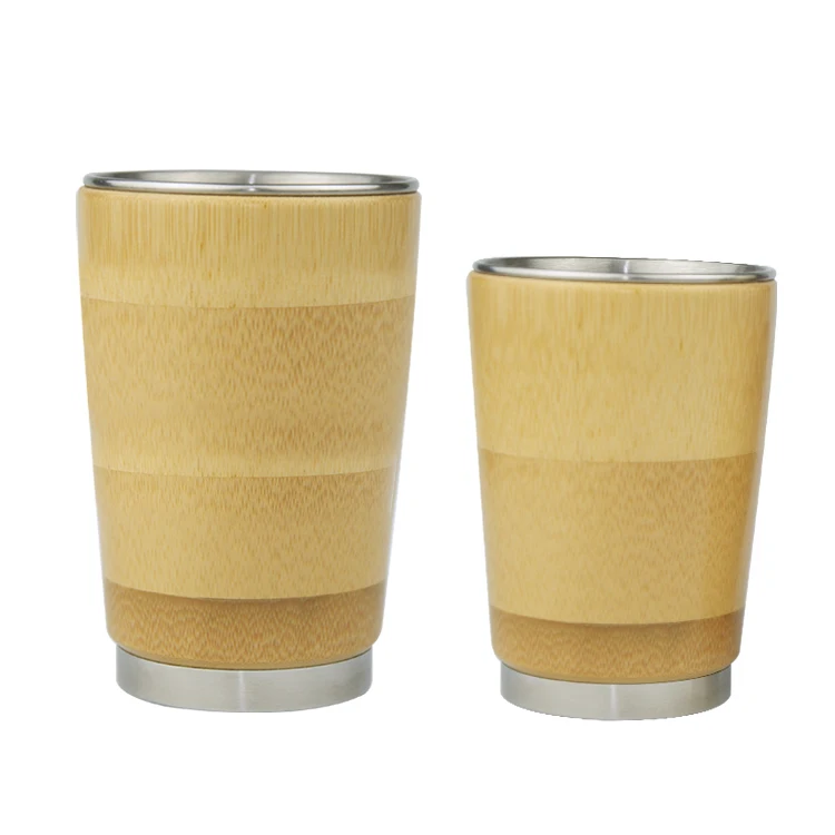 Custom Logo High-quality Thermos Bamboo 304 Stainless Steel Hot Selling Products Bamboo Cup Coffee Tumbler.
