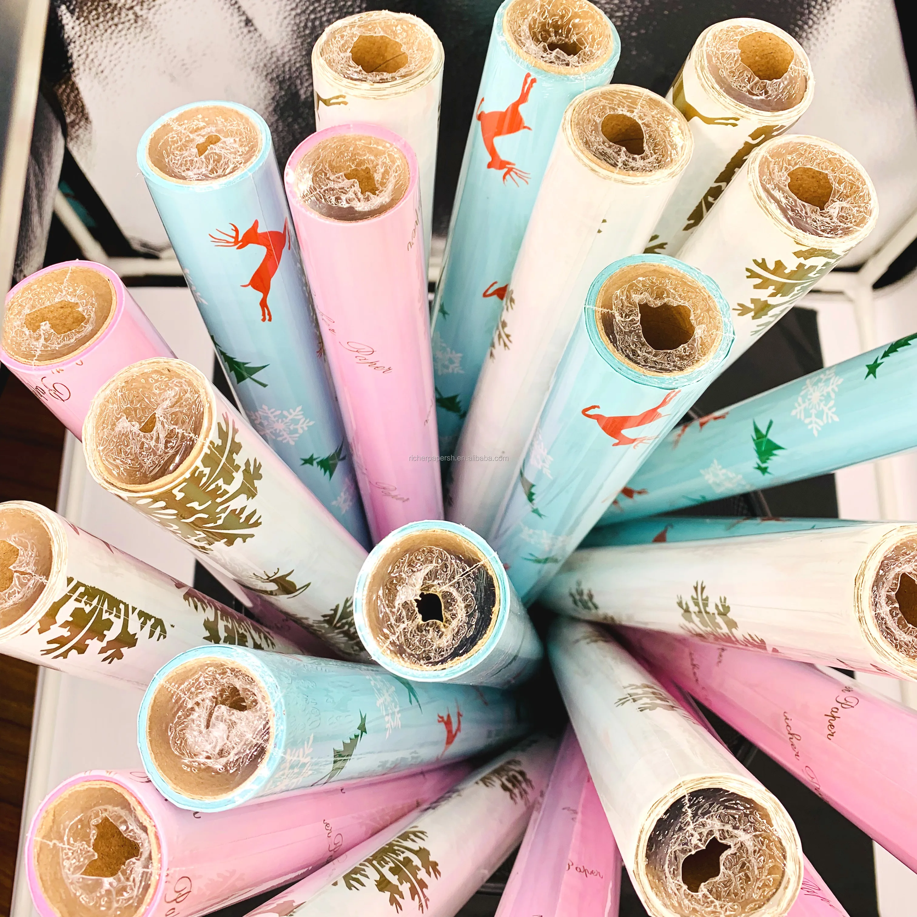 
80gsm coated Custom printed Gift wrapping Paper roll for gift packing 