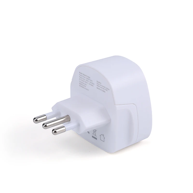 Мультиадаптер Ittaly, адаптер, штепсельная вилка 3 pin с универсальным гнездом с предохранительным затвором CB FCC REACH