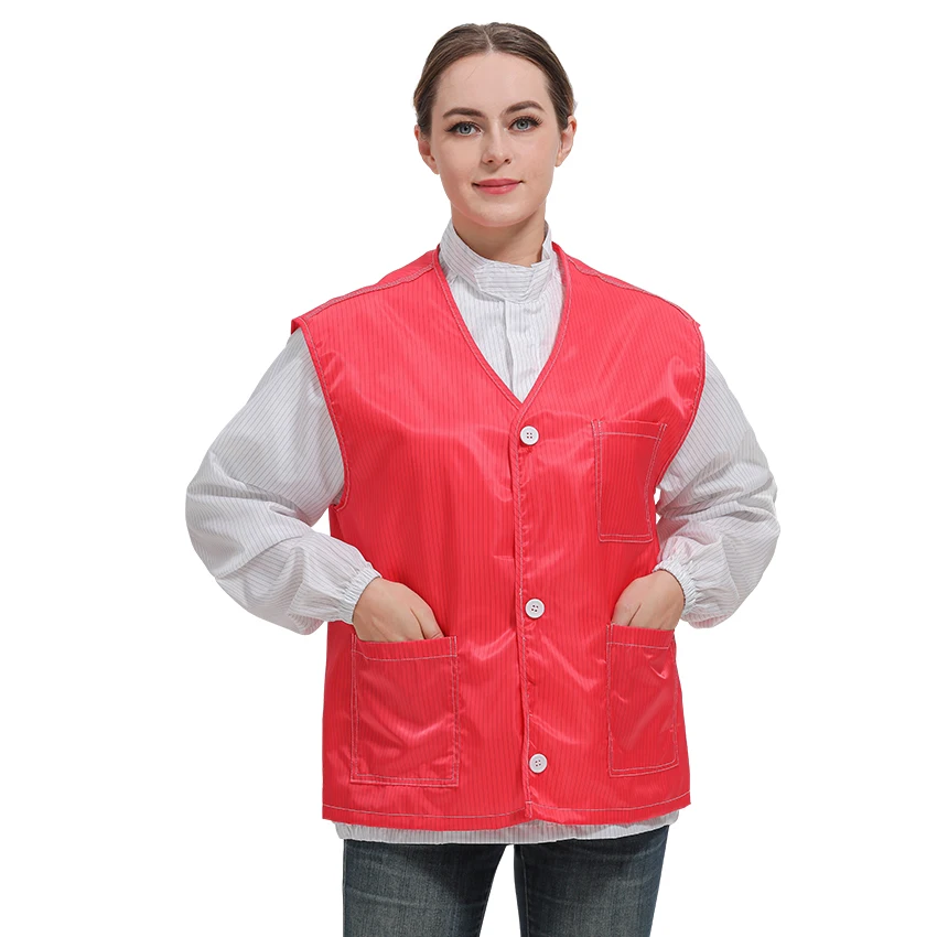Dust-proof Washable Mesh Cleanroom ESD Vest Jacket Non Sleeve Anti-static Workwear Clothing