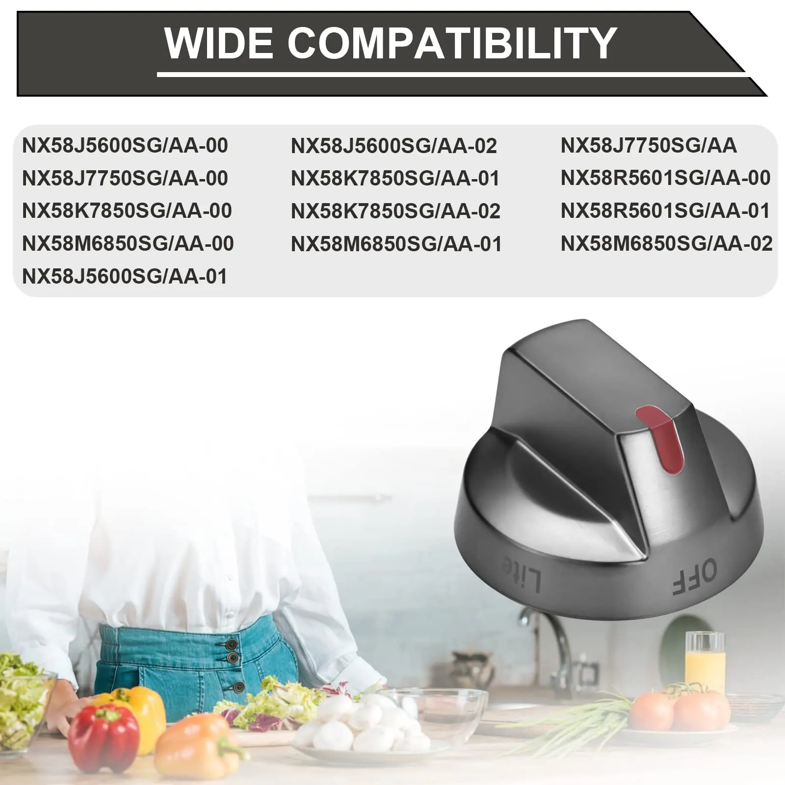 DG64-00473B Black Stove Knobs Replacements Gas Burner Knobs Fit NX58M6850SG NX58H5600SS NX58H5650WS NX58J7750SS Top Knobs