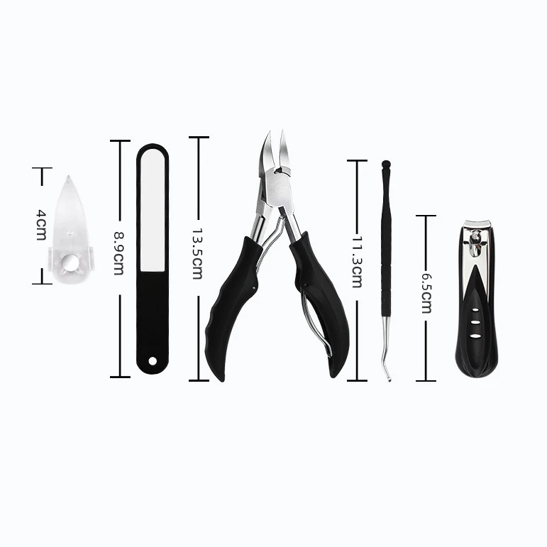 FOCSTAR Professional Stainless Steel Nail File Cleaning Pick Ingrow Cuticle Nipper Pliers Set (BT6035)