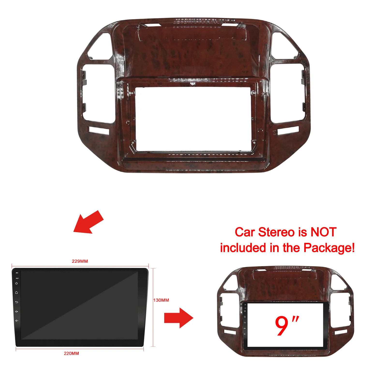 Car DVD Frame Player ABS Plastic 9 Inch Dash Kit Fascia for Mitsubishi Pajero V73 V60 V68 2004 2005 2006 2007 2008 2009 2010