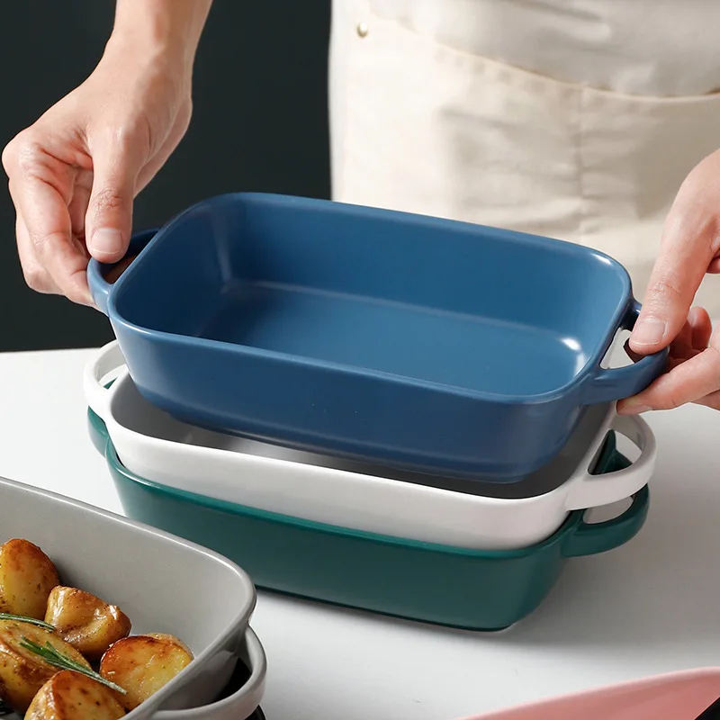 Wholesale High Quality stoneware Bake ware baking dish ceramic rectangle baking tray