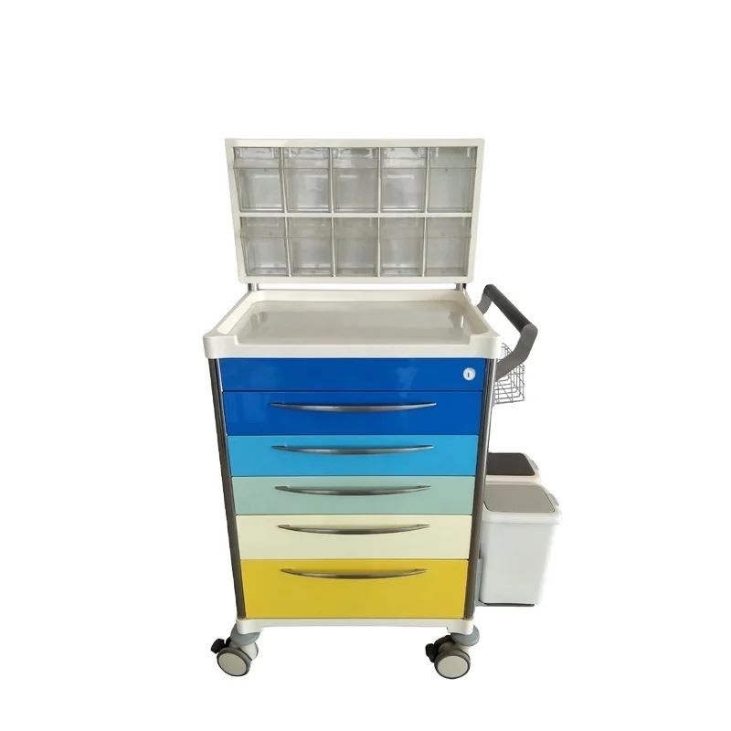 Healthcare ABS Medical Lockable Cart Metal Anesthesia Trolley