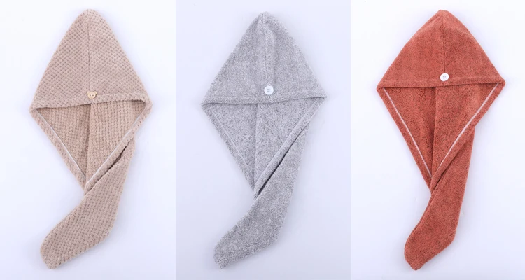 Organic Bamboo Charcoal Fiber Hair Turban Quick Drying Towel Turban Wrap