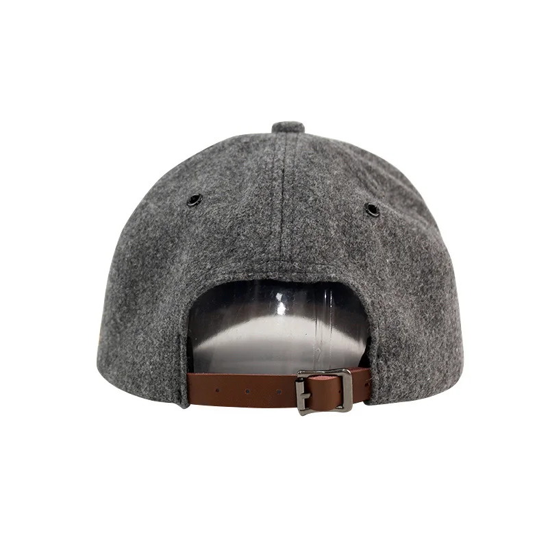 HS37 Wholesale wool felt baseball dad camper cap hat suede brim 5 panel blank sports wool baseball cap hat for men