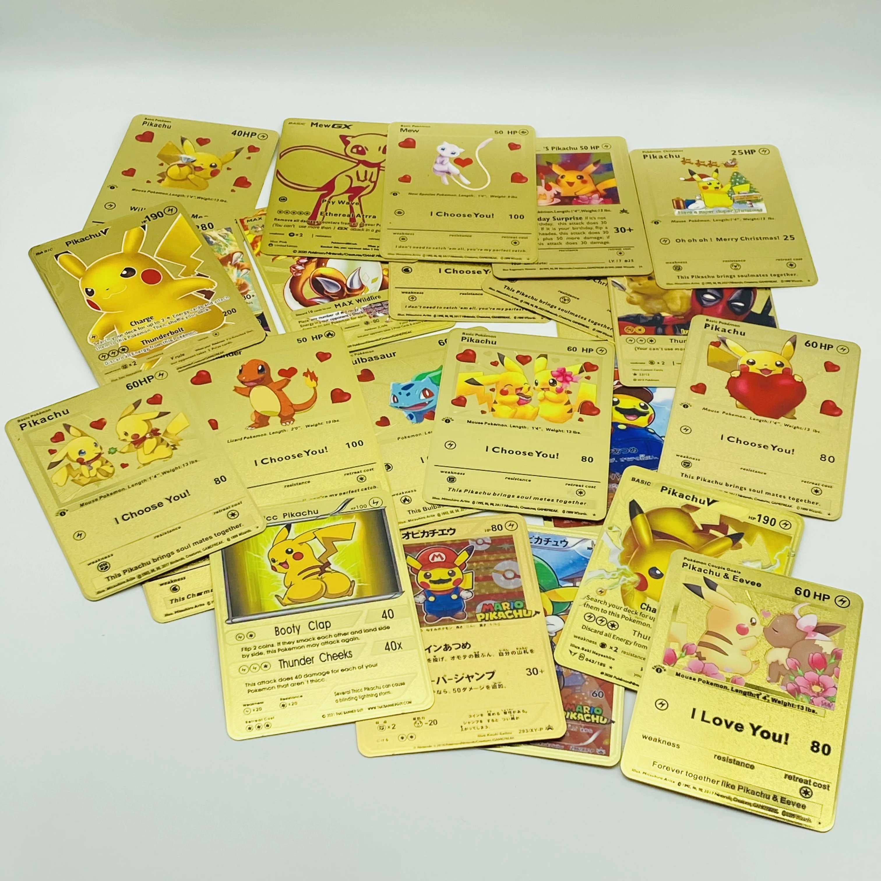 High Quality Cheap Wholesale Stainless Steel Metal Gold Pokemoned Cards For Christmas