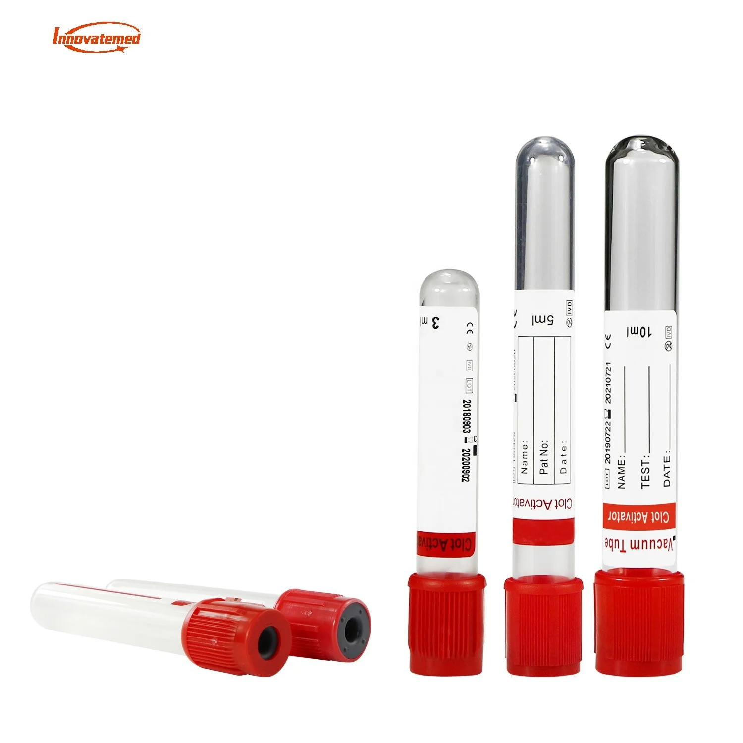 Ref NBV001 13x75mm 13x100mm 16x100mm 1-10ml red top glass vacuum blood collection tube