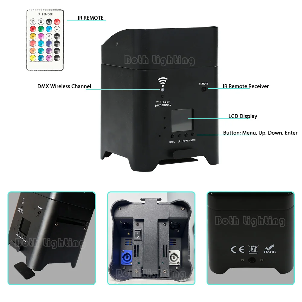 Both Lighting Smart DJ S6 6*18W Uplights  6*18W LED  battery wireless DMX wedding club event lights