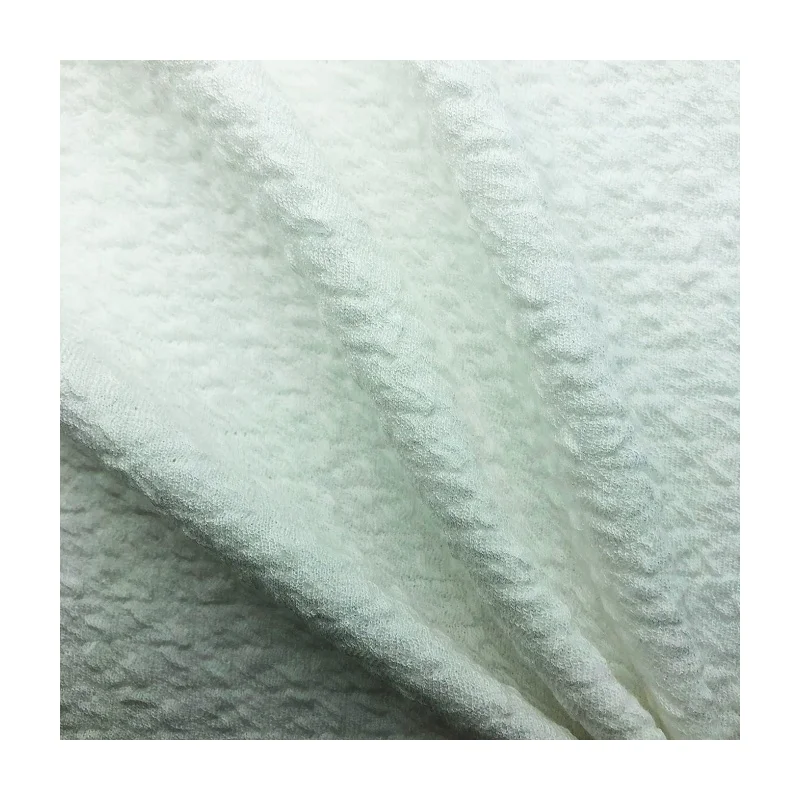 Factory direct wholesale soft hand feel and warm 235GSM 95%P 5%SP double layers crepe jacquard knitting fabric for dress coat