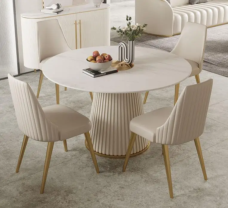 Contemporary Dining Room Furniture Cream Color Luxury Round Dining Table For Home Hotel Restaurant