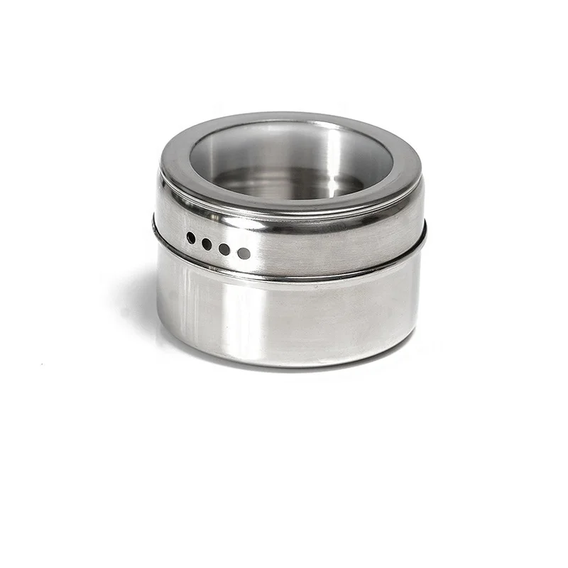 Seasoning Box Magnetic Spice Jar Storage Tins Dustproof Visual Stainless Steel Spice Jar Barbecue Spice Jars