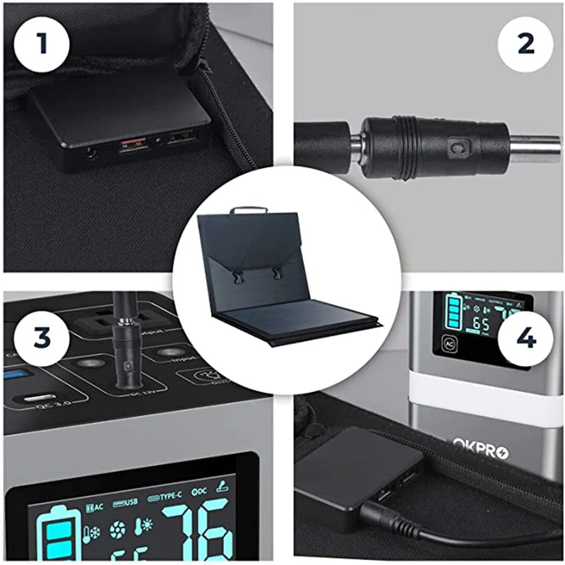 Outdoor Travel Camping Power Station Use ETFE Portable 100W Integrated Foldable Folding Solar Panel