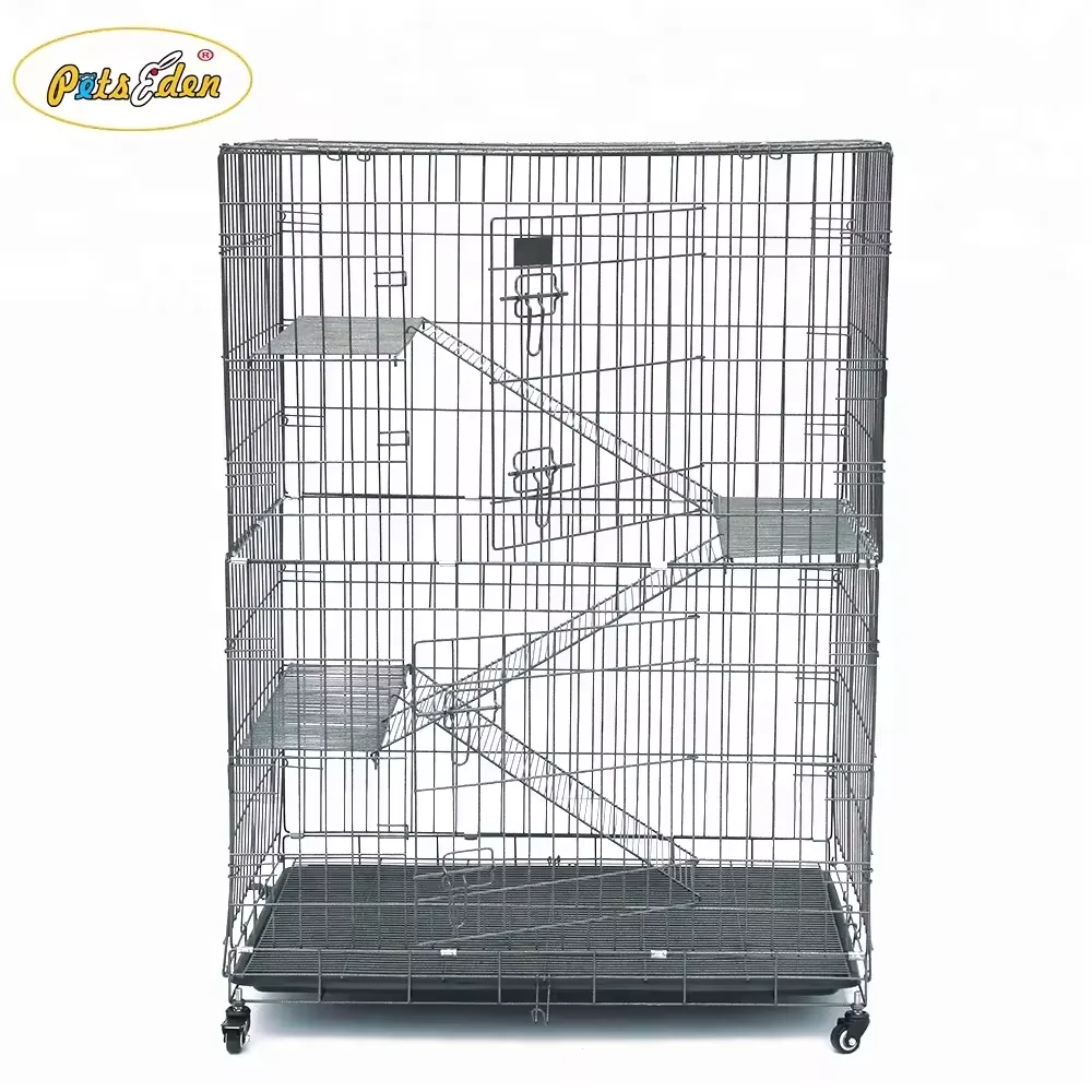 Petseden 2/3/4 Level Large Metal Handmade Ferret Cage Indoor Cheap Cat Cages With Wheels
