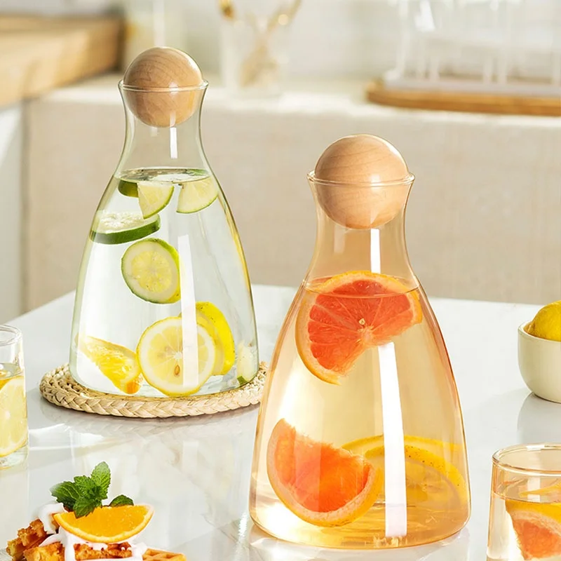 glass pitcher water jug clear and amber color high borosilicate glass 1200ml hotel restaurant