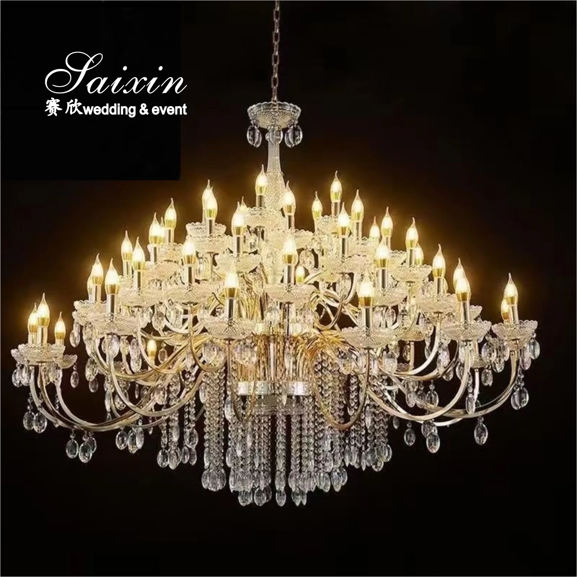 Factory Wholesale Large Metal  Crystal Chandeliers For Wedding Decoration