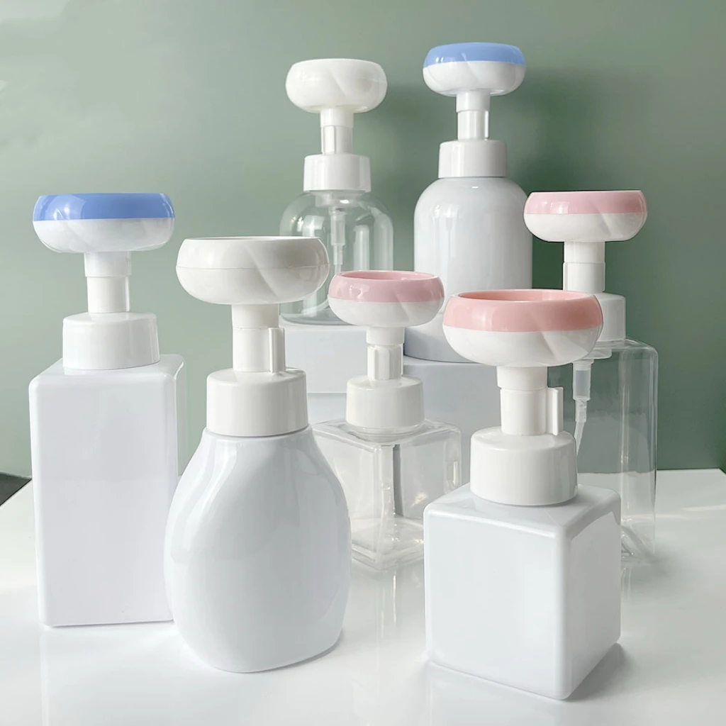 New Hot Sale Flower Liquid Soap Dispenser Stamp Hand Soap Pump Bottle Floral Foam Bubble Handsoup Pump