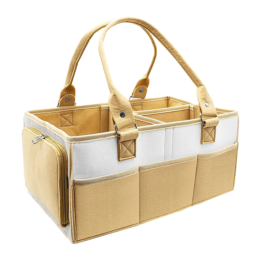 Home Felt Baby Diaper Caddy Mommy Bag Nursery Organizer Bed Hanging Diaper Organizer for Crib