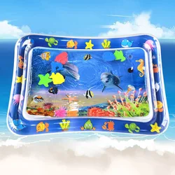 Child Water Play Mat Non-Toxic Inflatable Baby Water Mat Foldable Educational Toys Tummy Time Mat for Baby Infants and Toddlers