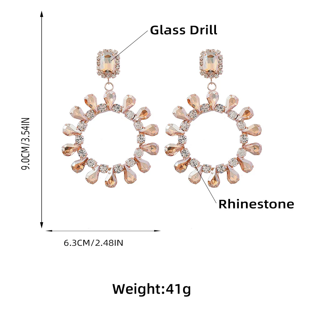 Online Products Luxury 2022 Jewelry Gold Eardrop Statement American Gold Hoops Sunflower Earrings Rhinestone Diamond For Women