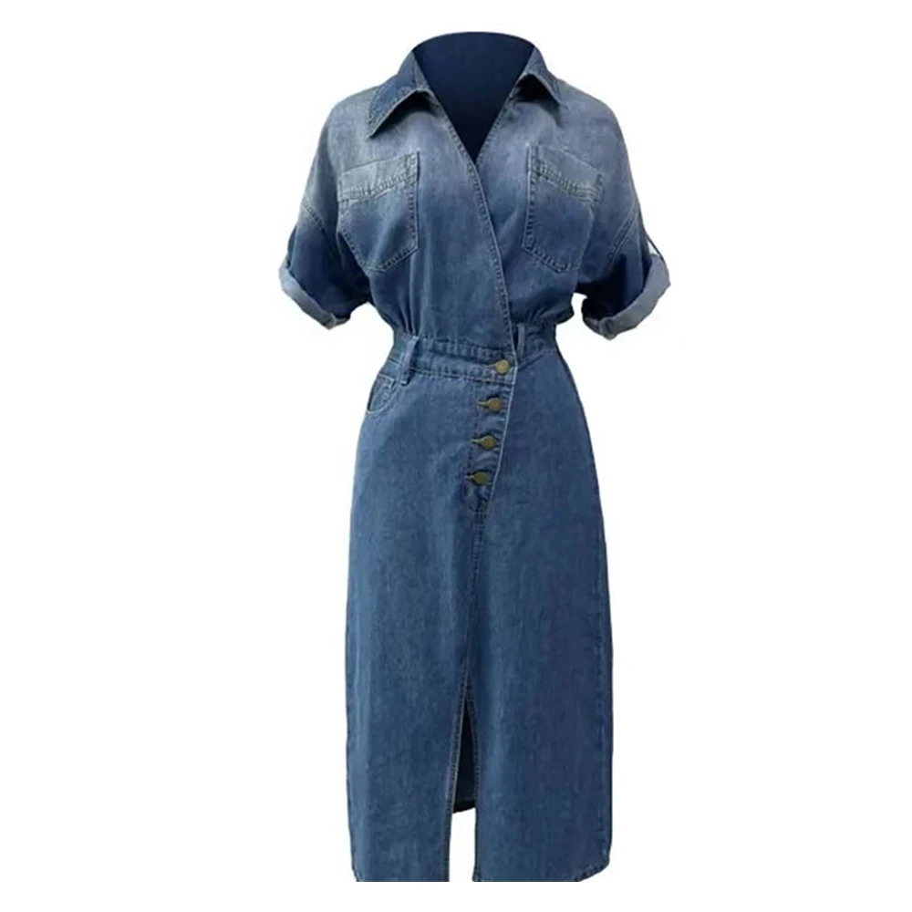 2023 new vintage design sense denim dress female