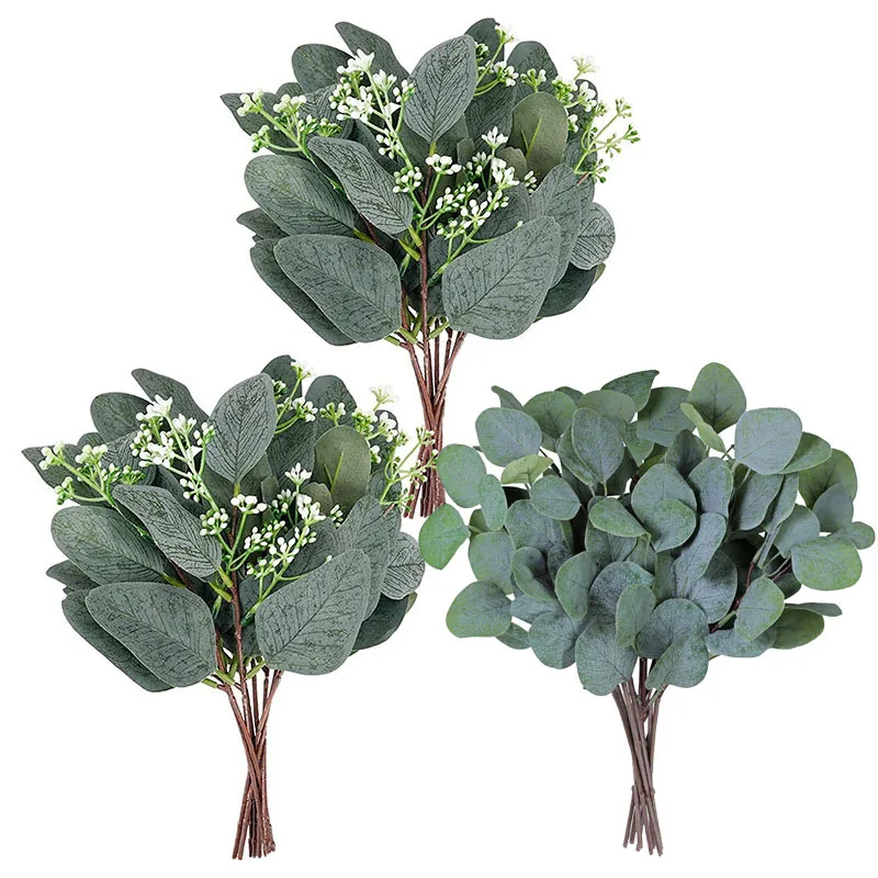 DREA Eucalyptus Stems Bulk Silver Dollar Artificial Greenery Leaves Stems Plant Branches for Wedding home Table Decoration