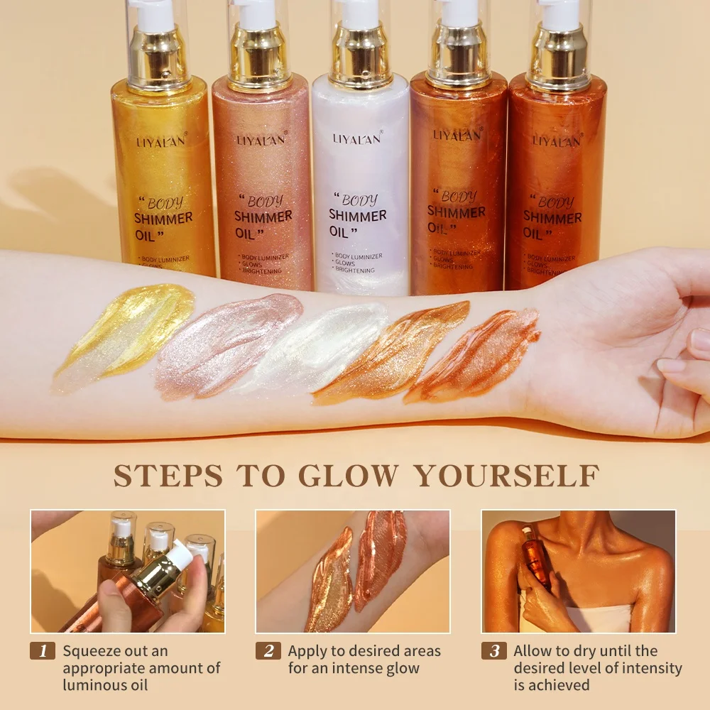 Luxury Highlighter Liquid Vegan Skin Glow Illuminator Shine Pearl White Rose Gold Bronzing Shimmering Oil
