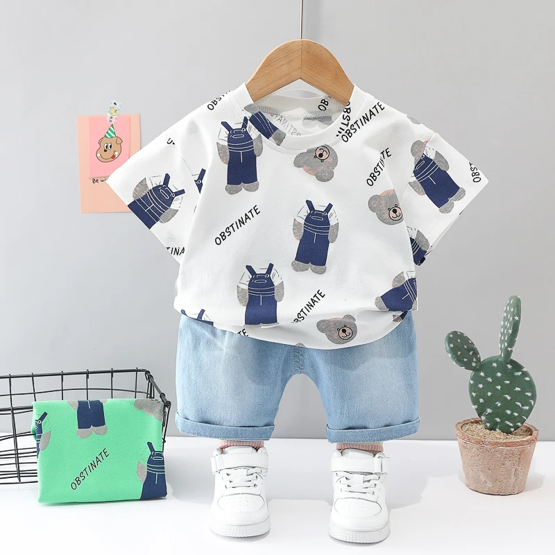 2022 latest design fashion boys clothing summer low prices Cartoon  baby boy clothes 3 years Baju budak borong murah