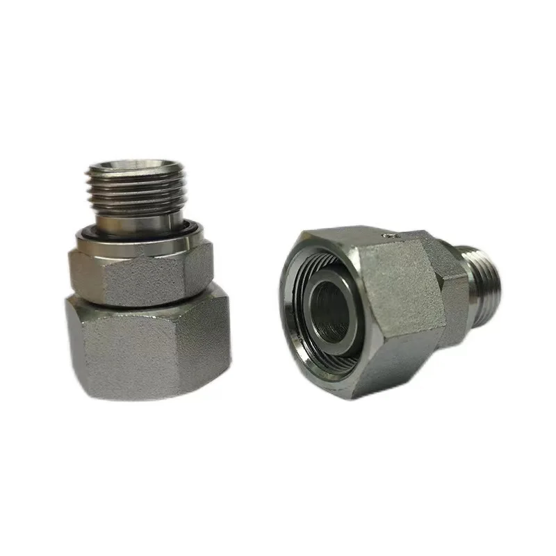 Carbon Steel Threaded Galvanized Hydraulic Pipe Fittings Adapters Connector Joint Male ORB(O-ring Boss)To Female JIC Straight