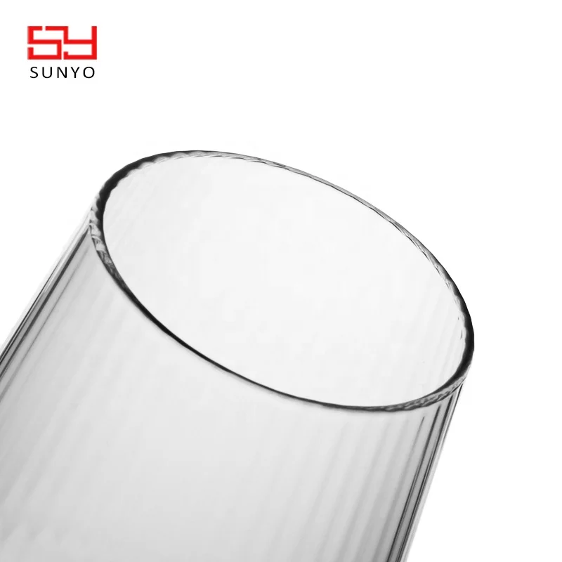 Handmade Crystal Clear Custom Stripe Design Modern Wine and Champagne Glass in Bulk