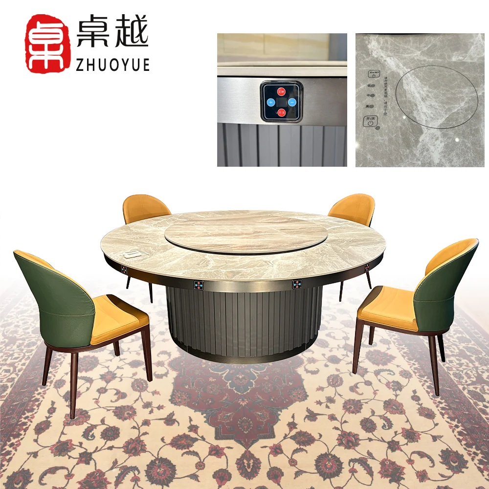 Zhuoyue DDYZ01 Rotatable Dining Tables Contemporary Elegant Convertible Dining Tables antique round rotating dining table set