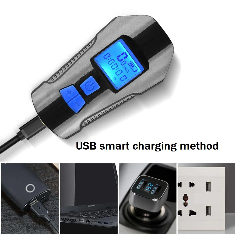 YOUME 4 Modes USB Bicycle Light Lamp Bike Front Lights With Computer Horn T6 Cycling Flashlight