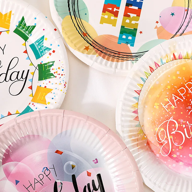 10pcs/bag 7 inch disposable paper plate for birthday wedding party supplies