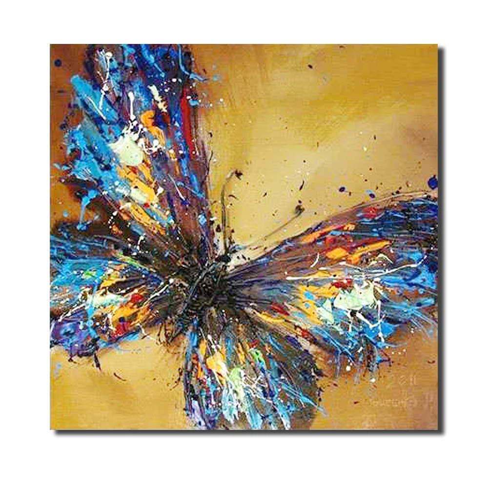 Modern butterfly oil painting wall decorative abstract canvas wall art 100% handmade animal painting homedecoration