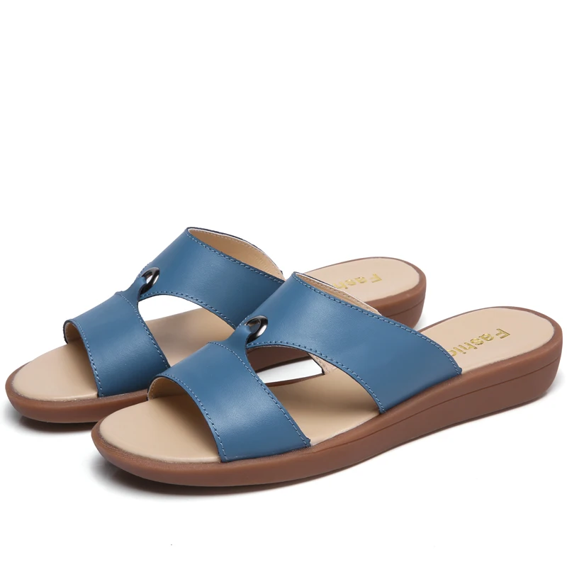 Leather Open Toe Fashion Leisure Beach Walk Slippers Flat Color Student Shoes slippers women summer flip flops women shoes