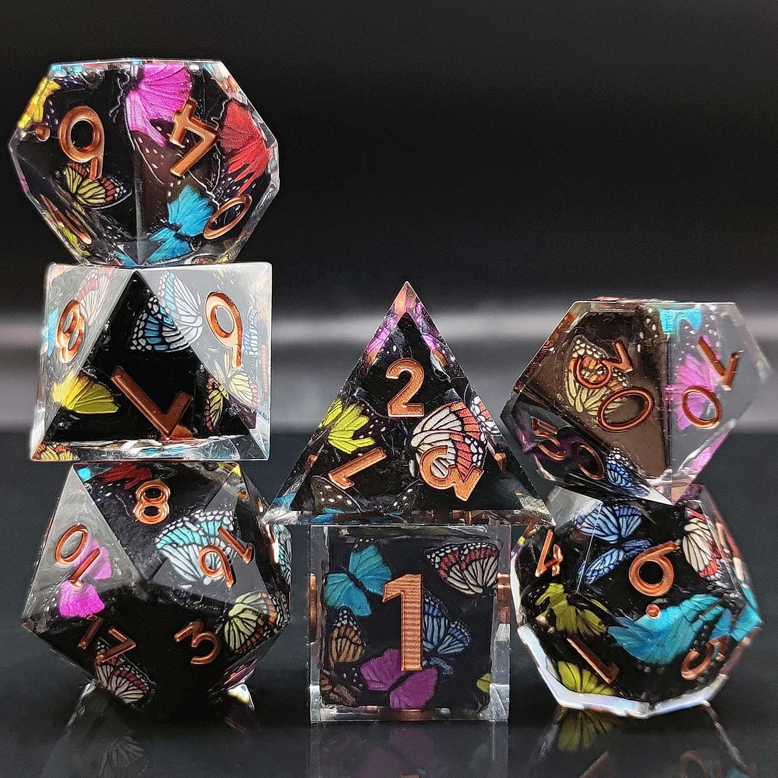 Colorful Vivid Premium Free Story DND RPG Resin Dice Set for Table Games