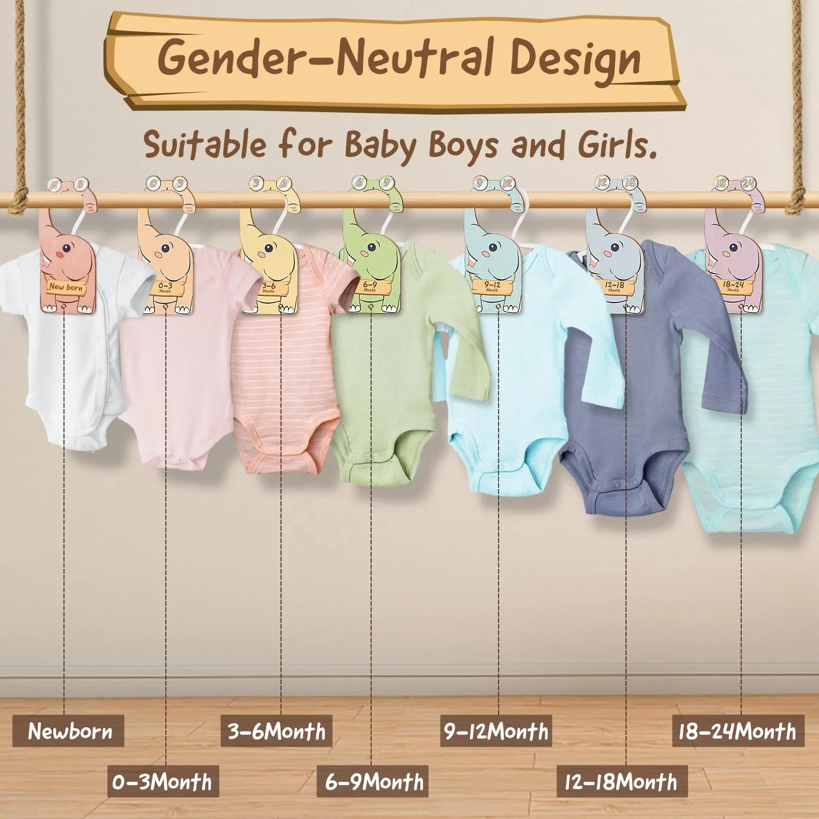 Factory direct selling baby clothes divider wooden double-sided UV printing animal printing baby wardrobe divider